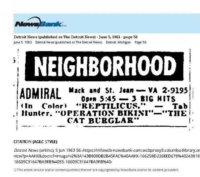My Detroit Neighborhood Theater (1963)