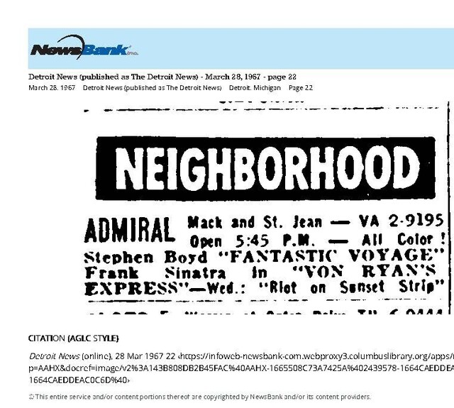 My Detroit Neighborhood Theater (1967)