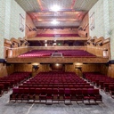 Reverse view of the auditorium, balcony, upper balcony and ceiling.