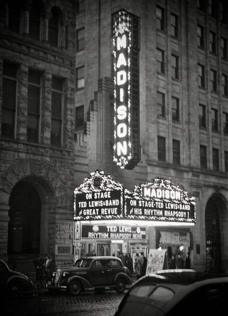 1940s nighttime view of the Madison 