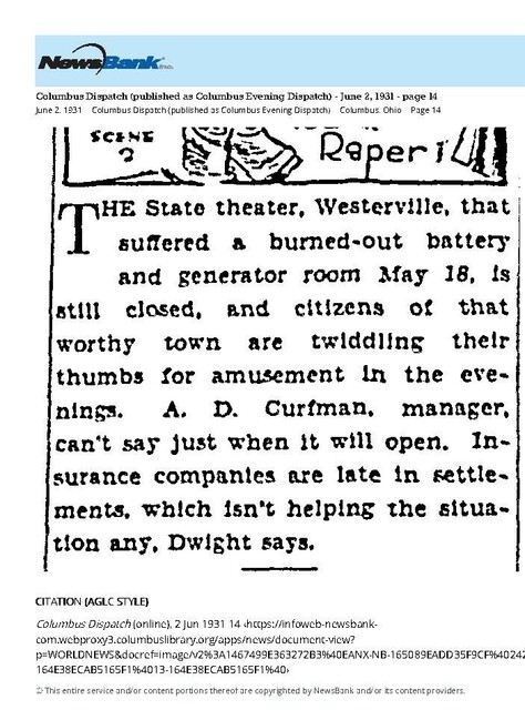 Theater Showman and More: A. D. Curfman (1931)