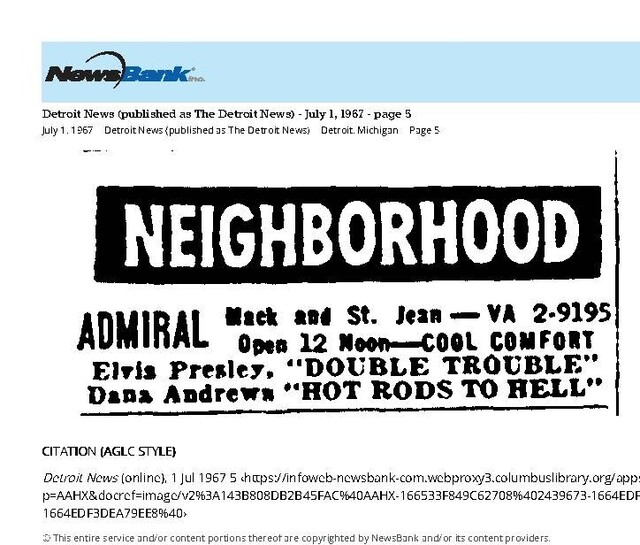 My Detroit Neighborhood Theater (1967)