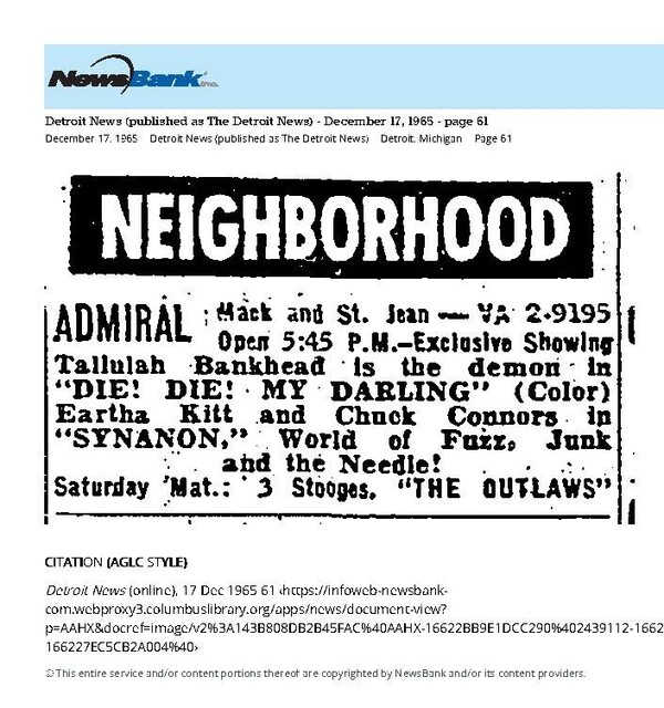 My Detroit Neighborhood Theater (1965)