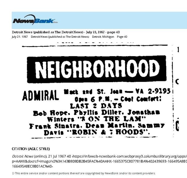 My Detroit Neighborhood Theater (1967)