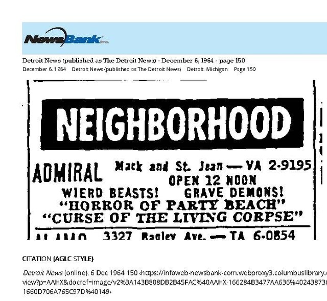 My Detroit Neighborhood Theater (1965)