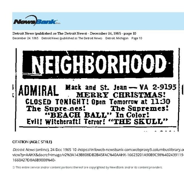 My Detroit Neighborhood Theater (1965)