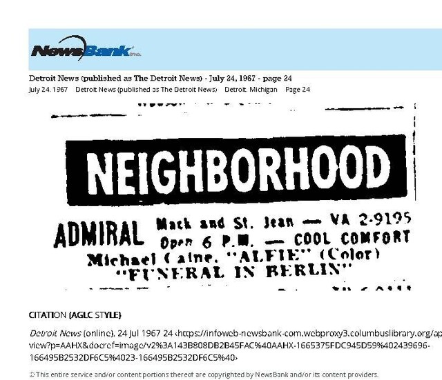 My Detroit Neighborhood Theater (1967)