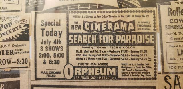 SF Examiner SF Cinerama Ad 1957