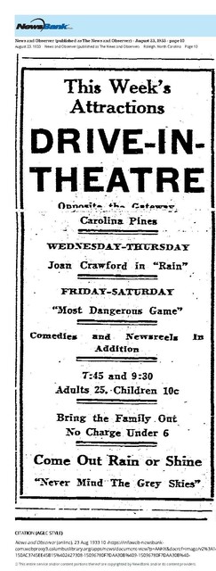 One of the First Drive-In Theatres (1933)