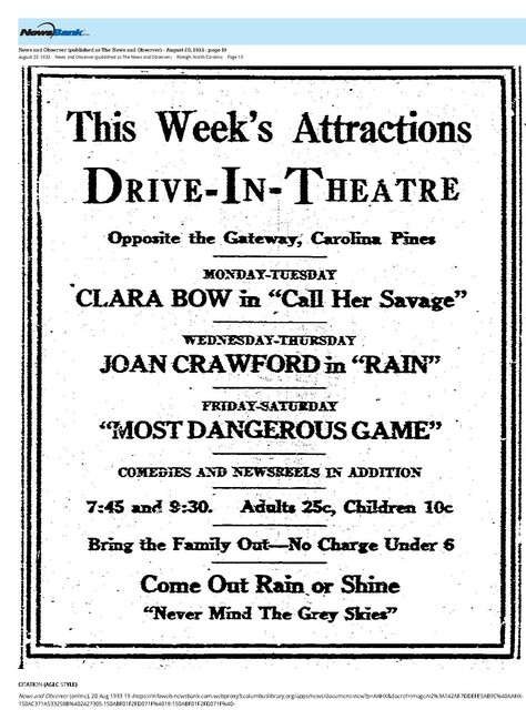 One of the First Drive-In Theatres (1933)