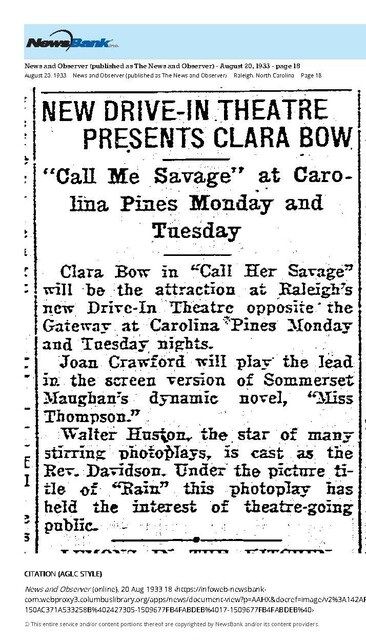 One of the First Drive-In Theaters (1933)