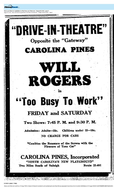 One of the First Drive-In Theaters (1933)
