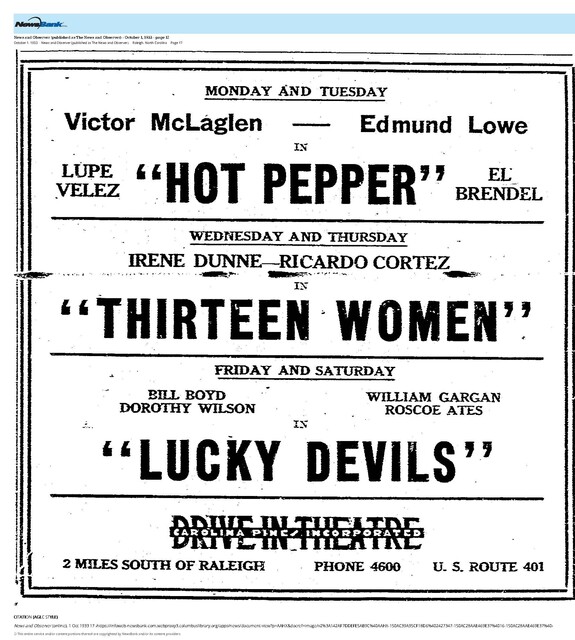 One of the First Drive-In Theaters (1933)