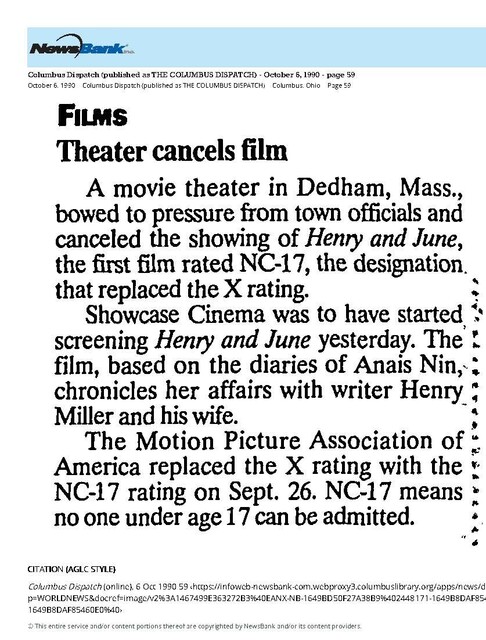 NC-17 Replaces X (1990) / The First Film Rated NC-17/The Great Directors:  Philip Kaufman