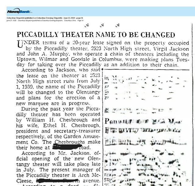 The Transition from the Piccadully to the Olentangy (1939)