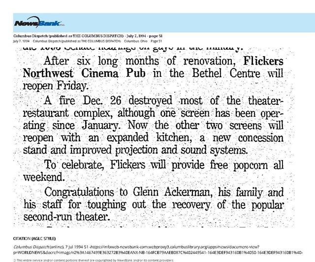 Theater Showman and More:  Glenn Ackerman (1989) / Reopening