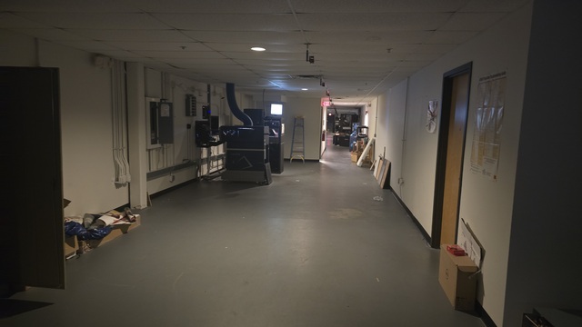 Projection booth view from theater 4.