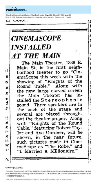 Main Theatre Widescreen (1954)