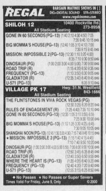 June 9, 2000 5 additional screens