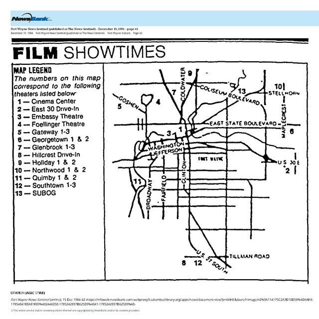 Map of Movie Theaters (1984)