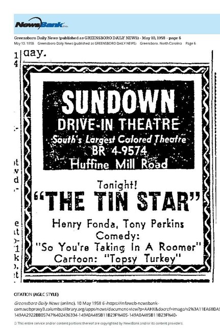 Source: Greensboro Daily News, May 10, 1958