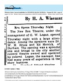 African American Theater (1934) / Opening