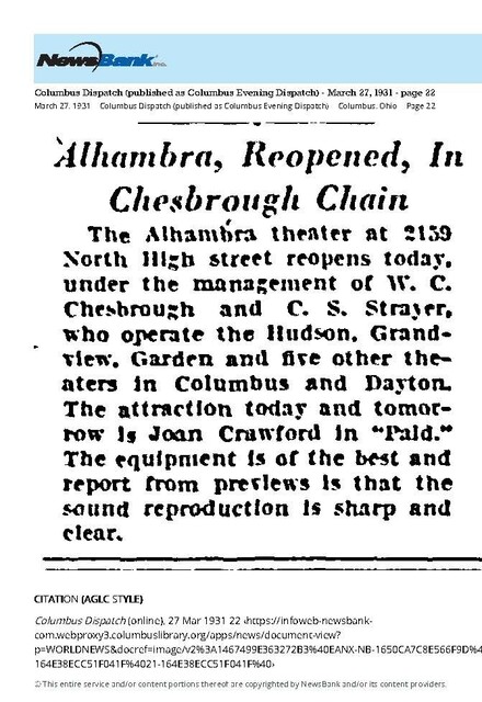 Theater Showman and More: W. C. Chesbrough (1931)