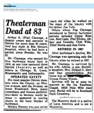 Theater Showman and More: Arthur A. (Pop) Clamage, R. I. P. (1963)