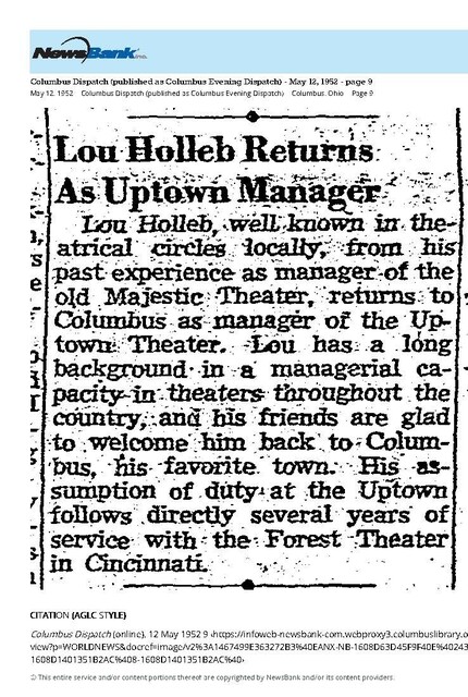 Theater Showman and More:  Lou Holleb (1952)