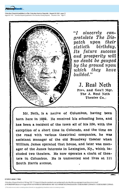 Theater Showman and More: J. Real Neth (1931)