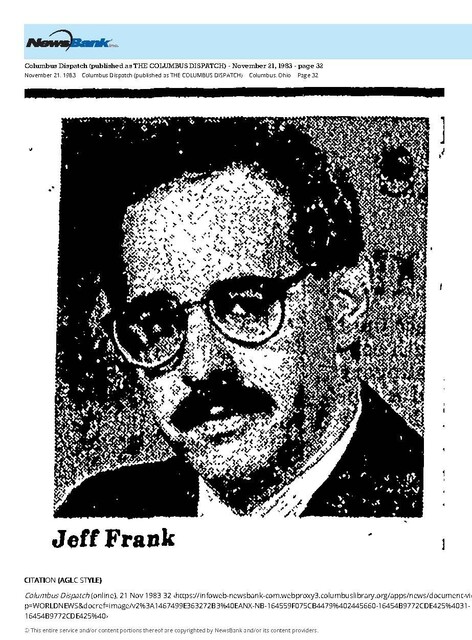 Theater Showman and More: Jeff Frank (1983)