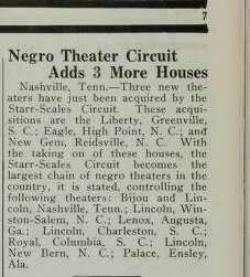African American Theaters (1928):  The Starr-Scales Circuit