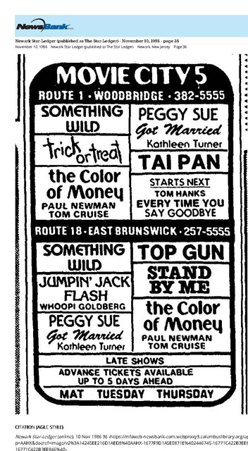 One of My New Jersey Neighborhood Theaters (1986)