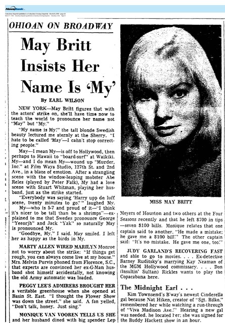May Britt, R. I. P. (`1934 - 2025)