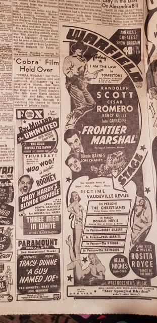  1939 Movie Ad Warfield Theatre SF CA 