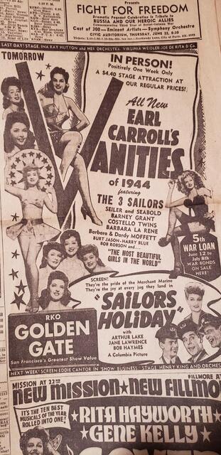 RKO Golden Gate Theatre 1944 Live Stage Shows