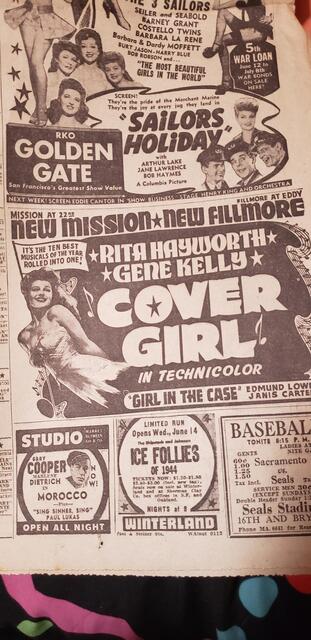 New Mission Theatre San Francisco 1944 Movie Ad