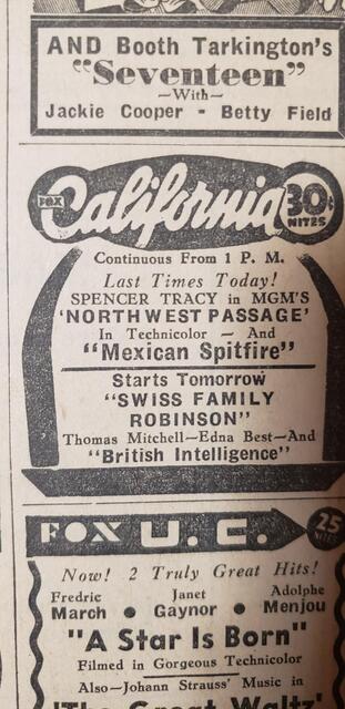 1940 Fox California Theatre Berkeley CA Movie Ad