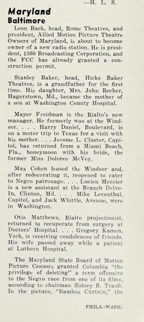 African American Theaters (1954)