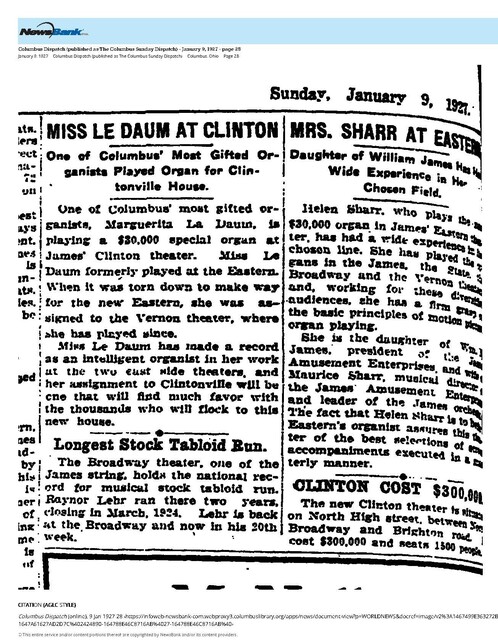 The William 'Billy' James Theater Circuit (1927)