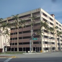 Southwestern edge of the Sunset Place parking garage where the Riviera Theatre once stood
