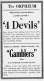 4 Devils at the Orpheum, Whitefish—19-20 March, 1930