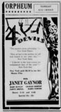 4 Devils at the Orpheum, Kalispell—1-3 January, 1930