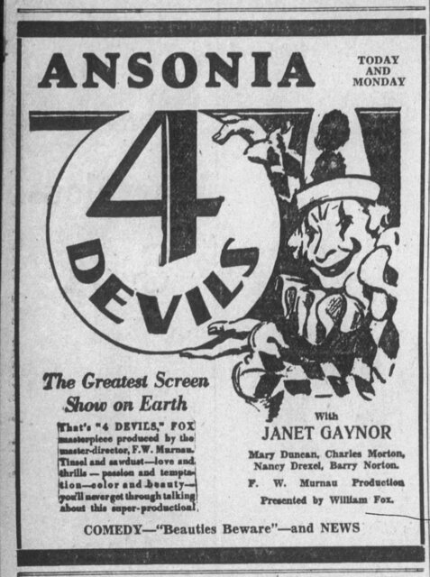 4 Devils at the Ansonia Theatre, Butte—14-16 June, 1930