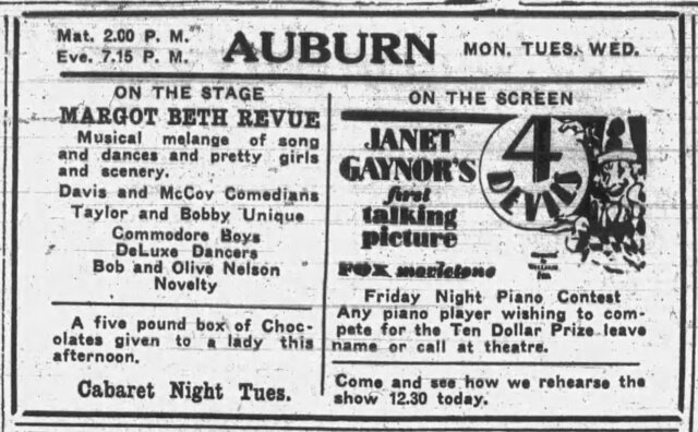 4 Devils at the Auburn—4-6 November, 1929