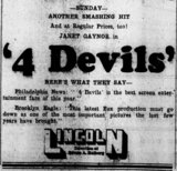 4 Devils at the Lincoln—22-25 November, 1929