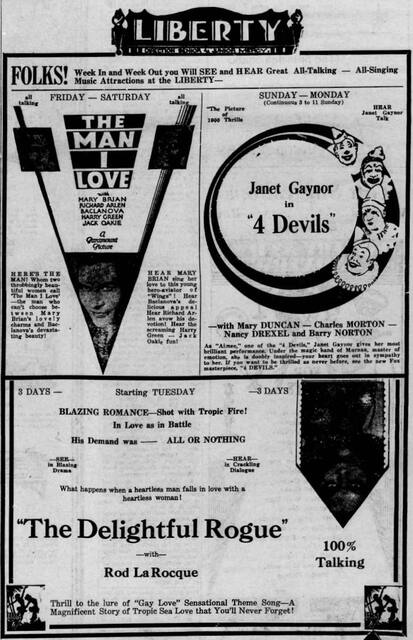 4 Devils at the Liberty, Kennewick—8-9 December, 1929