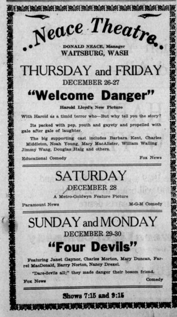 4 Devils at Neace's—29-30 December, 1929