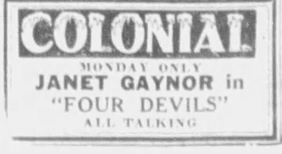 4 Devils at the Colonial—23 June, 1930