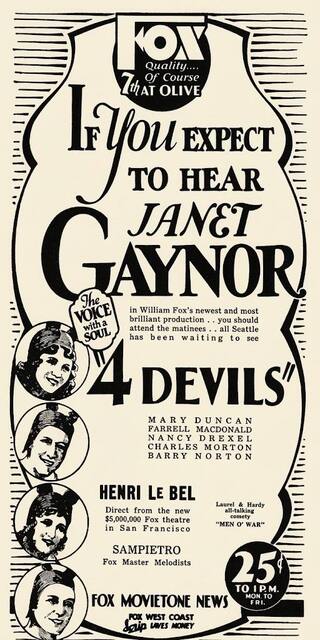4 Devils—Washington premiere at the Fox, 26 July, 1929